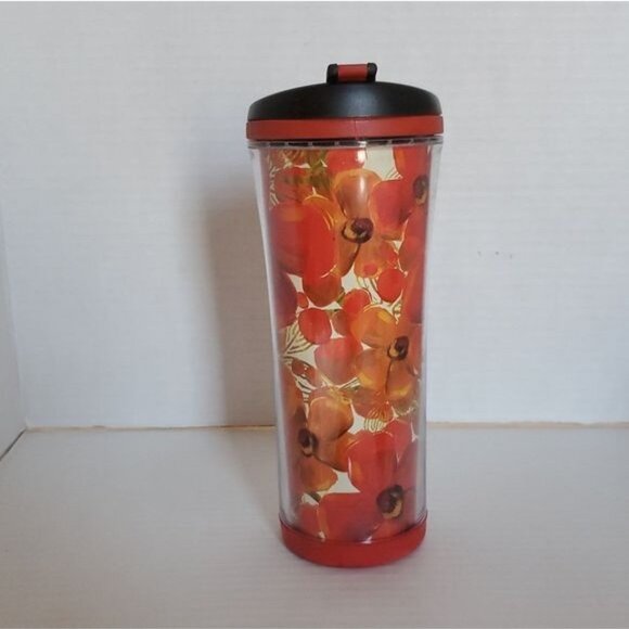 Starbucks 2008 Red Floral Poppy Travel Hot Coffee Tumbler Cup Mug 16 Oz Grande - Picture 3 of 16